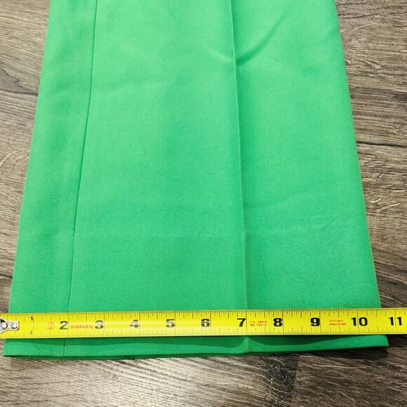 Vintage 60s 70s Pants Kelly Green High Waist Flares Side Leg 27 Retro Disco Mod - Picture 6 of 8